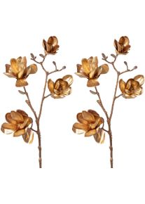 Creativ Deco Winterliche Kunstpflanze »Weihnachtsdeko« 2er Set in goldfarben, Größe B/H/L: 85 cm