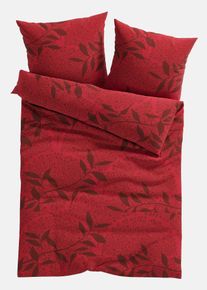 bonprix Lenjerie de pat cu frunze, roşu, 1x 80/80 cm, 1x 135/200 cm