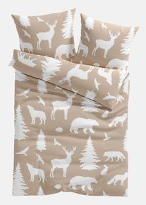 bonprix Lenjerie de pat cu animale din pădure, maro, 1x 80/80 cm, 1x 135/200 cm