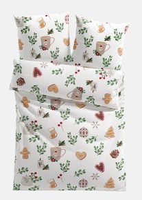 bonprix Lenjerie de pat cu fursecuri de Crăciun, bej, 1x 80/80 cm, 1x 135/200 cm