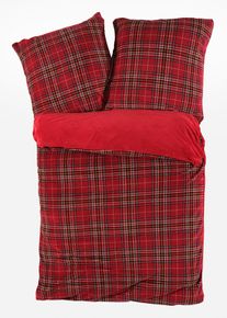 bonprix Lenjerie de pat Cashmere Touch cu 2 fețe, model cadrilat, roşu, 1x 80/80 cm, 1x 135/200 cm