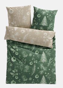 bonprix Lenjerie de pat reversibilă cu model floral de Crăciun, verde, 1x 80/80 cm, 1x 135/200 cm