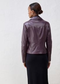 bonprix Dámska Kožená motorkárska bunda z jahňacej nappa kože, hnedá, 50