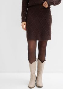 bonprix Spódnica dzianinowa ze wzorem warkoczowym, brązowy, 52/54