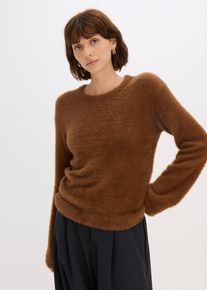 bonprix Sweter z pluszu, brązowy, 48/50