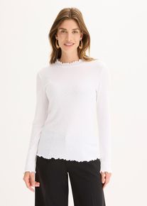 bonprix Bluzka z prążkowanej mieszanki wiskozy, biały, 44/46