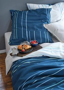 bonprix Pościel dwustronna w paski, niebieski, 1x 80/80 cm, 1x 135/200 cm