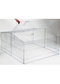 KERBL Pet Freilaufgehege Easy, verzinkt, mit Sonnenschutz, 115x115x60cm