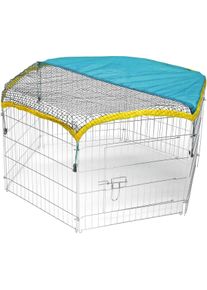 KERBL Pet Freigehege, verzinkt, 6 Gitter 56,5x56,5 cm, mit Tür und Netz