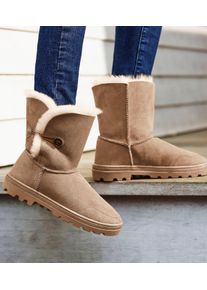 Lascana Damen Winterstiefel in camelfarben ,Größe 39, Witt, 100% Leder