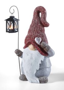 Figurine lutin avec lanterne - rouge - taille 42x25 cm - bonprix