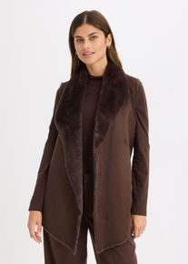 Gilet sans manches en tissu peluche - marron - taille 46 - synthétique imitation cuir - bonprix