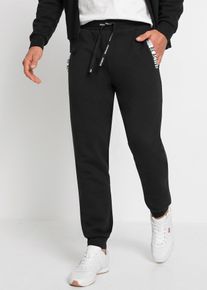 Pantalon de jogging avec d&eacute;tails sportifs - noir - taille 58/60 (3XL) avec coton - bonprix