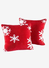 Couverture chaude avec flocons de neige - rouge - taille 40x40 cm - bonprix