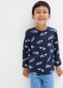 Lot de 2 T-shirts manches longues coton - bleu - taille 92/98 avec coton - bonprix