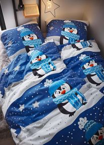 Parure de lit motif hivernal - bleu - taille 135x200 cm - 100% coton - bonprix