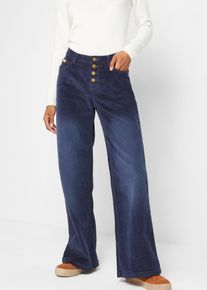 Pantalon en velours c&ocirc;tel&eacute; extensible Wide - bleu - taille 56 avec coton - bonprix