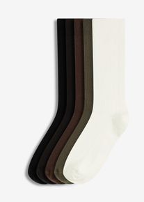 Lot de 5 paires de chaussettes c&ocirc;tel&eacute;es coton majoritaire - noir - taille 31-34 avec coton - bonprix