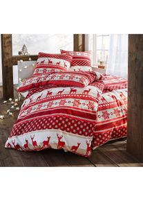 Parure de lit motif hivernal - rouge - taille 135x200 cm - 100% coton - bonprix