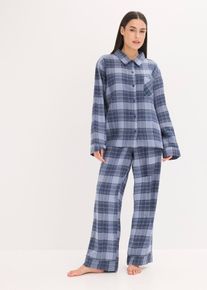 Pyjama tiss&eacute; en flanelle - bleu - taille 38/40 (S) - 100% coton,flanelle - bonprix