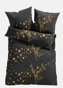 Parure de lit avec étoiles et cerfs - noir - taille 135x200 cm - 100% coton - bonprix