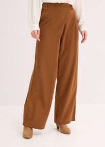 Pantalon de tailleur large en viscose mélangée - marron - taille 50 - Viscose - bonprix