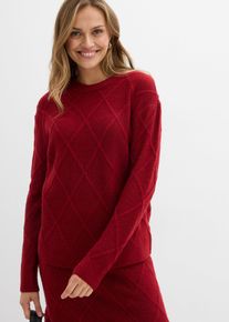 Pull oversize en maille torsadée - rouge - taille 38/40 (S) - bonprix