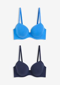 Lot de 2 soutiens-gorge coton &agrave; coques et armatures - bleu - taille 95C avec coton - bonprix
