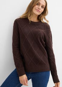 Pull oversize en maille torsad&eacute;e - marron - taille 54/56 (XXL) - bonprix