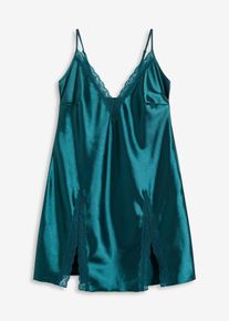 bonprix Mujer, Negligé de satén, azul petróleo, 44/46