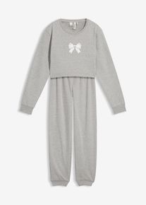 bonprix Otthoni együttes puha pamuttal, rövid fazonú szabadidőfelsővel., szürke, 176/182