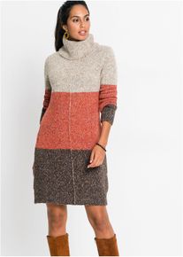 bonprix Strickkleid, braun, Gr.52/54 (XXL), Modernes Kleid mit Rollkragen, 52% Polyester (recycelt)