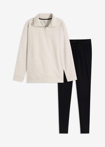 bonprix Femei Costum de casă loungewear cu colanți, alb, 56/58