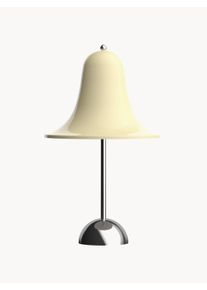 Verpan Small Portable Dimmable LED Table Lamp Pantop, Design Verner Panton Silver, White Plastic, Metal Ø 18 x H 30 cm