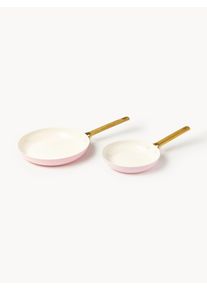Greenpan Frigideiras com revestimento antiaderente Padova, conjunto de 2 Rosa pastel Aço inoxidável, Metal Conjunto com vários tamanhos