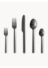 Børstet bestiksæt Shine, i forskellige sætstørrelser Sort Rustfrit stål Sæt af 5 | Westwing Collection