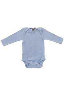 Cosilana Baby-Body (Langarm) aus Baumwolle/Wolle/Seide - 74 / 80 06 Hellblau
