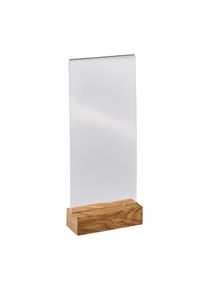 1 Acrylic sign holder with wood base Oak | 1/3 A4 | Portrait, acrylic (PMMA)|oak wood