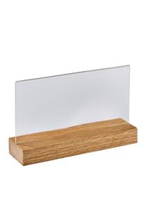1 Acrylic sign holder with wood base Oak | 1/3 A4 | landscape, acrylic (PMMA)|oak wood