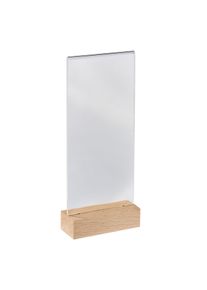 1 Acrylic sign holder with wood base Beech | 1/3 A4 | Portrait, acrylic (PMMA)|beech wood