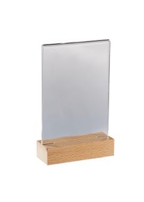 1 Acrylic sign holder with wood base Beech | A6 | Portrait, acrylic (PMMA)|beech wood
