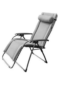 Garten-Relaxsessel , Grau , Metall, Textil , 65x120x160 cm , faltbar, Bezug abnehmbar, abwischbar, Nackenkissen abnehmbar , Gartenmöbel, Gartenliegen, Liegestühle