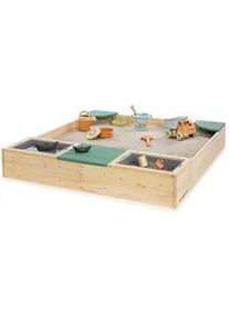 Muddy Buddy Sandkasten , Grün, Naturfarben , Holz , Zypresse , massiv , 125x20x135 cm , EN 71 , Freizeit & Co, Gartenspielzeug, Sandspielzeug