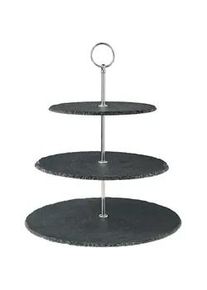 Ambia Home Etagere , Stein , Uni , rund , 34 cm , Lfgb , Tragegriff, zerlegbar , Geschirr, Tischkultur & Serviergeschirr, Etageren