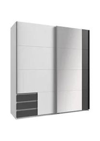 wimex Carryhome Schwebetürenschrank , Graphitfarben, Weiß , Metall , 5 Fächer , 3 Schubladen , 179x198x64 cm , Made in Germany , Typenauswahl, in verschiedenen Größen erhältlich, in verschiedenen Holzdekoren erhältlich , Schlafzimmer, Komplette Schlafzimmer und Serien, Schlafzimmerserien