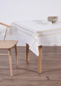 Bordsduk i glansig jacquard - vit - storlek 180x140 cm - bonprix