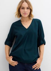 Dra p&aring;-blus i f&ouml;ljsam viskos - gr&ouml;n - storlek 42 - bonprix