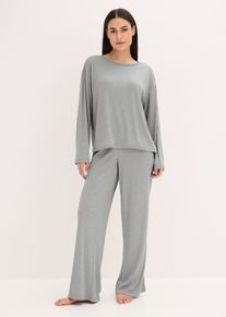 Pyjamas i mjuk pointellejersey - grå - storlek 36/38 (S) - bonprix