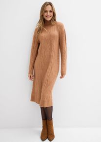 Fl&auml;tstickad kl&auml;nning - brun - storlek 52/54 (XXL) - bonprix