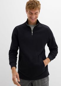 Sweatshirt i ekologisk bomull med praktiska fickor och rak nederkant - svart - storlek 64/66 (3XL) - bonprix